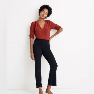 Madewell Silk Cinch-Sleeve blouse